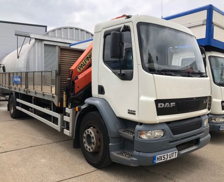 2003 DAF LF55.220 Caged dropside with Palfinger Crane